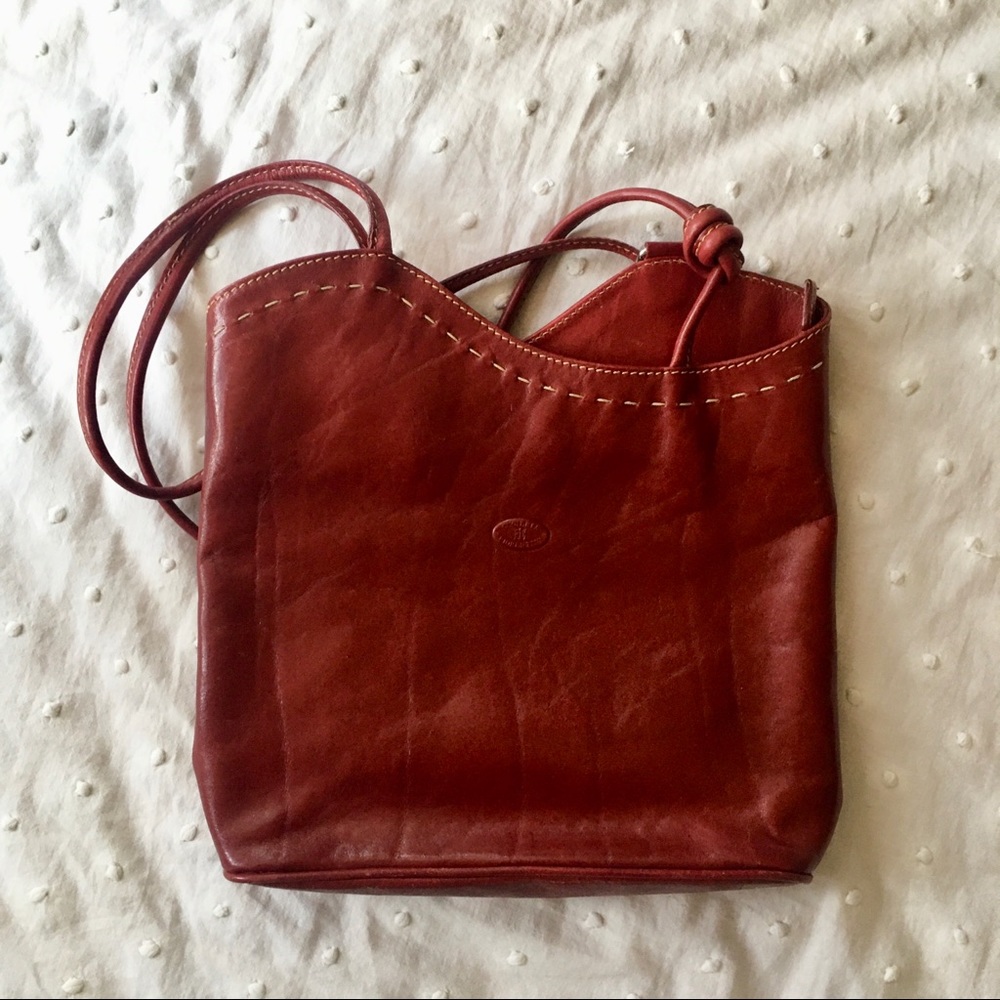 Italian Red Leather Handbag / Backpack